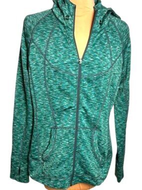 Athleta Blue Space Dye Zip Hoodie Size Large Athletic Workout Jacket